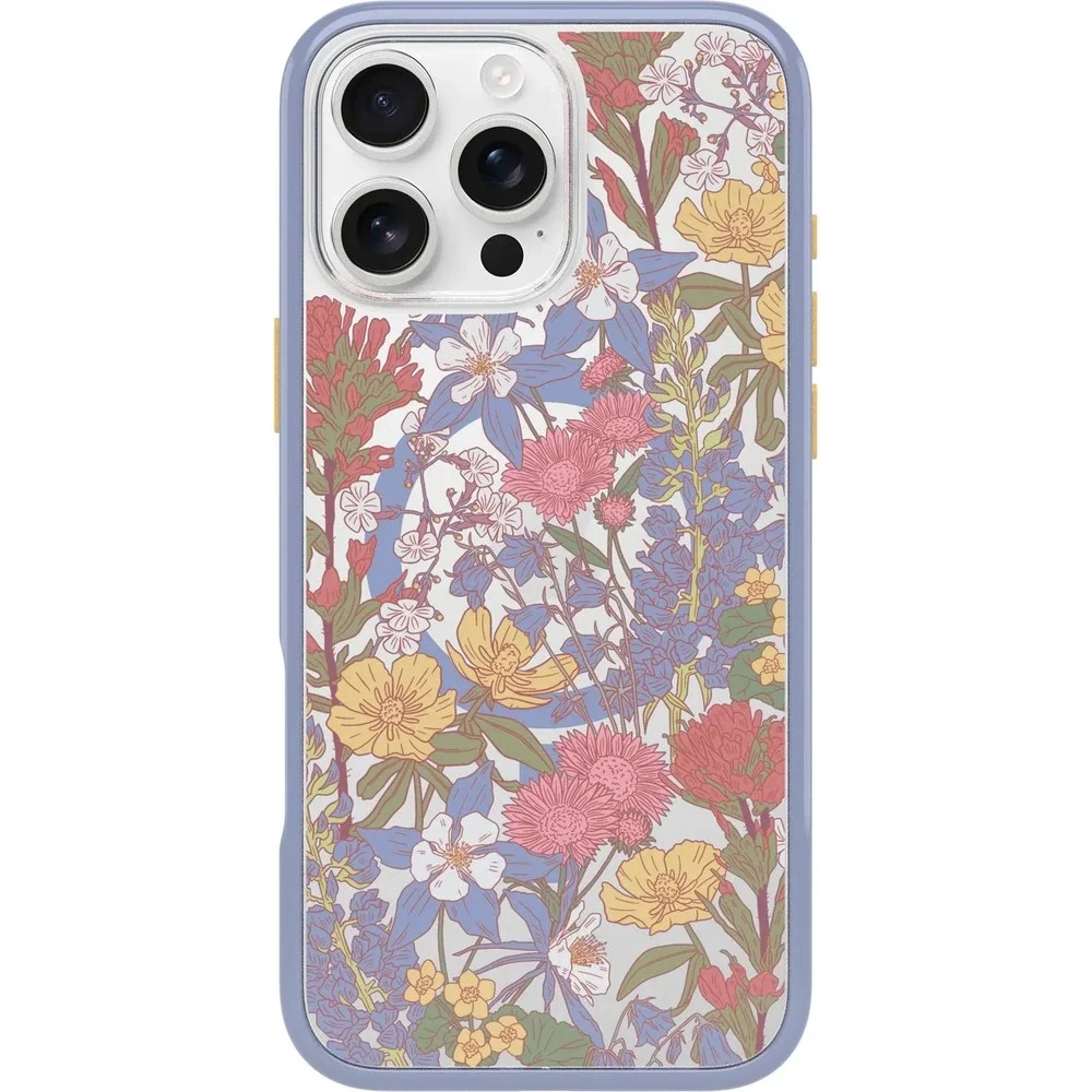 OtterBox Symmetry MagSafe iPhone 16 Case Wild Flowers Purple Botanical